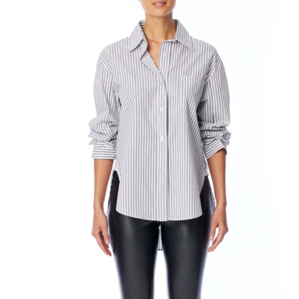 LBLC THE LABEL Iris Stripe Button Up Shirt SMALL